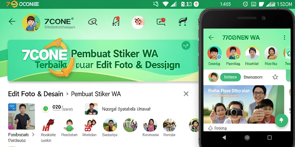 Antarmuka sederhana dan menarik dari aplikasi Pembuat Stiker WA 7CONE.