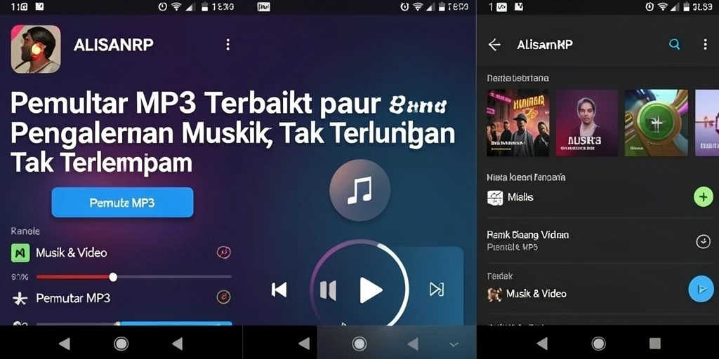 Tampilan antarmuka Pemutar MP3 ALISANRP yang sederhana dan intuitif.