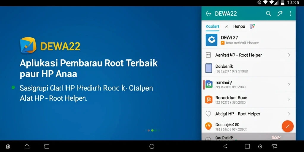 Antarmuka intuitif aplikasi DEWA22 untuk Root Helper.