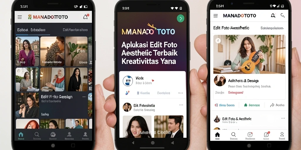 Tampilan antarmuka aplikasi MANADOTOTO untuk edit foto aesthetic.
